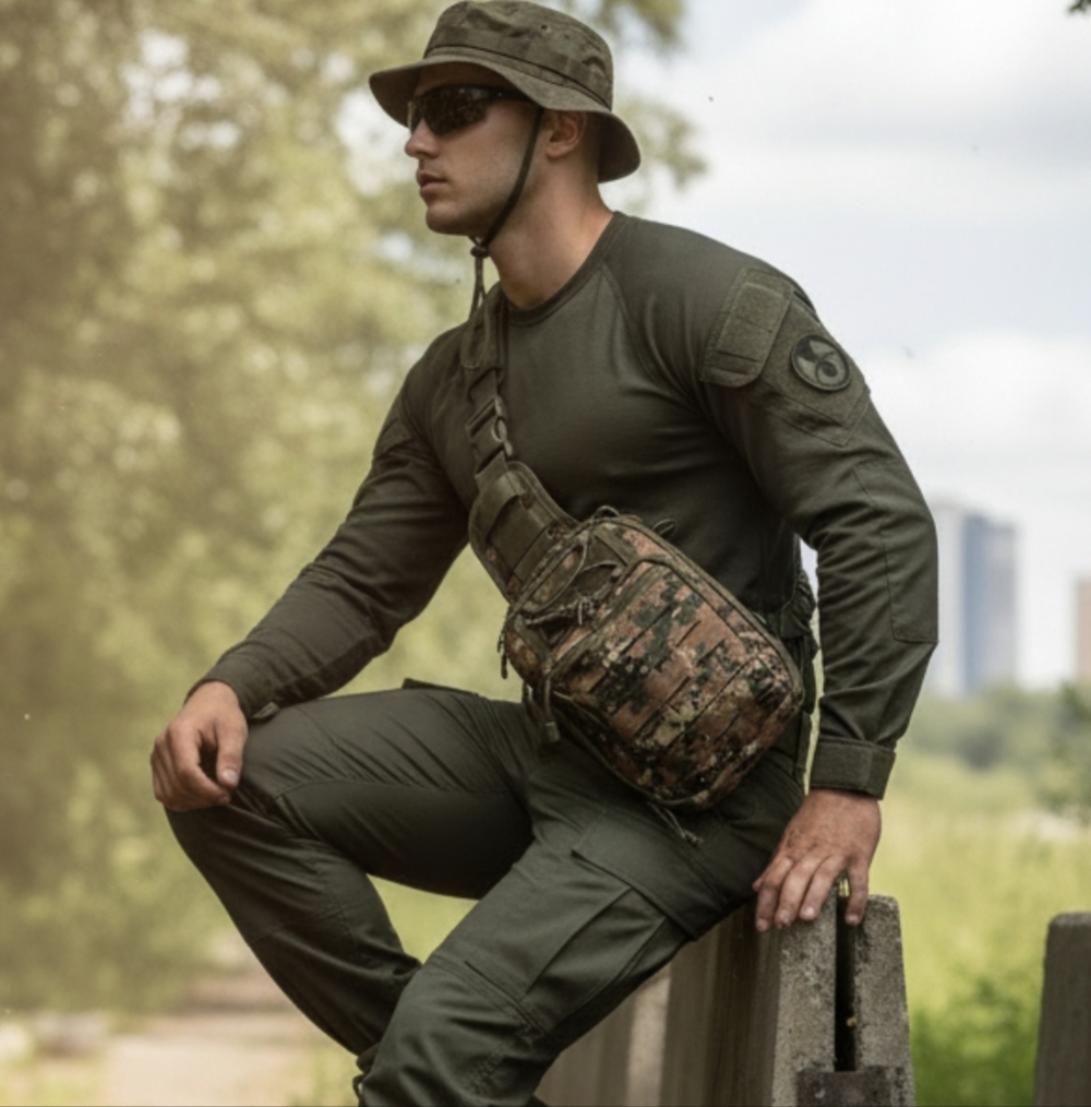 Camo Tactical Sling Bag for Men - Picture 3 of 7